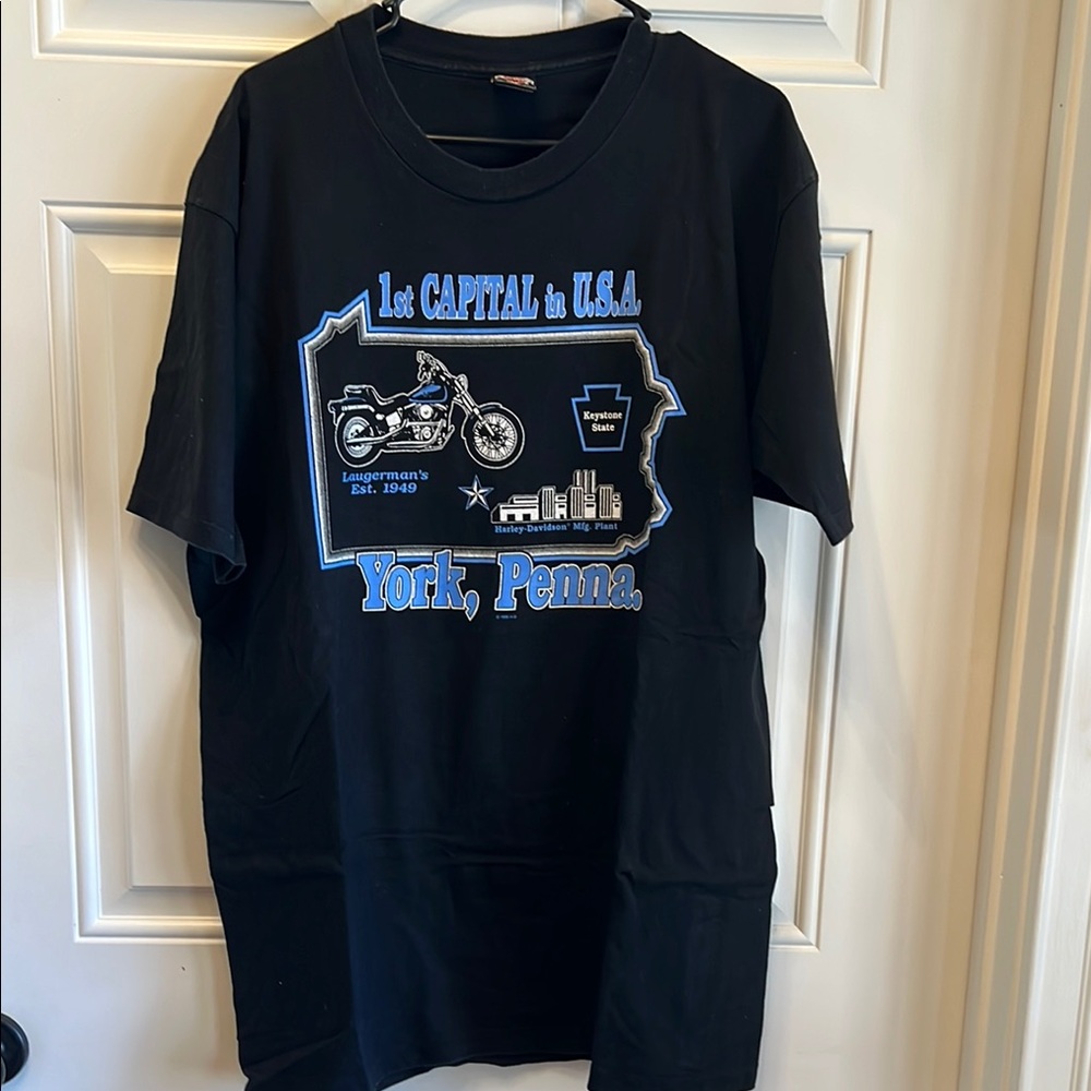 Harley-Davidson Black Tee with Blue Graphic